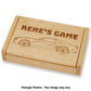 Angled front view of a custom laser-engraved Shut the Box game by Velocity Promotions with a sports car and named text
